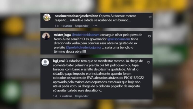 Moradores de Novo Airão organizam manifestação para cobrar continuidade de obras na AM-352: ‘É uma vergonha essa estrada’