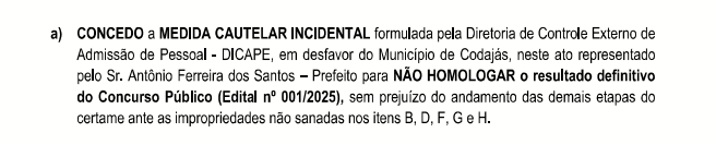 Aprovados cobram homologação de concurso após Prefeitura de Codajás perder prazo no TCE-AM