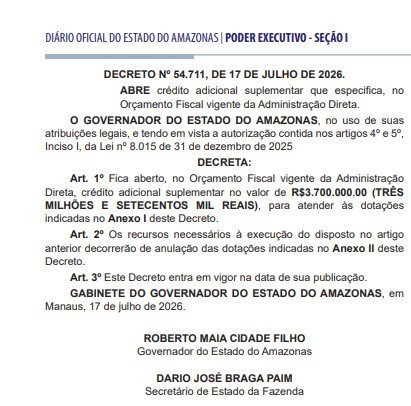 Novo decreto de Cidade eleva para R$ 130 milhões valor retirado da reserva de emergência para emendas