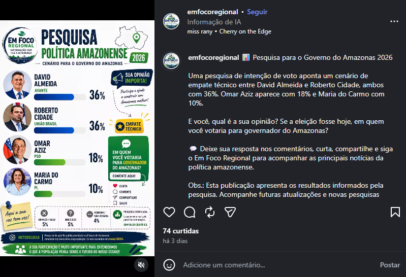 TRE-AM manda retirar falsa pesquisa que mostra David Almeida e Roberto Cidade empatados no Amazonas