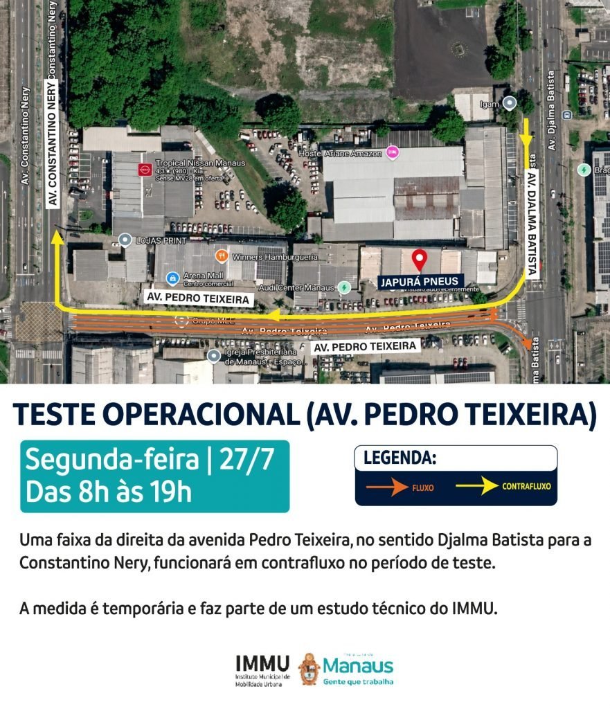 Novo teste na avenida Pedro Teixeira gera críticas às mudanças no trânsito de Manaus