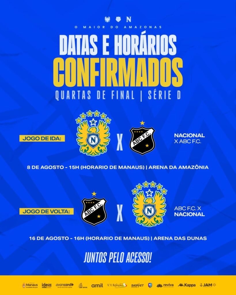 CBF confirma datas dos confrontos entre Nacional e ABC pelas quartas da Série D