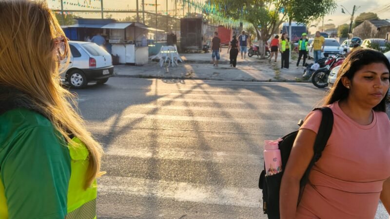 Prefeitura de Manaus realiza pesquisa de tráfego para avaliar implantação de semáforo próximo à escola no Cidade Nova