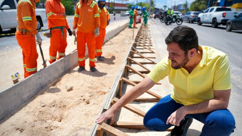 Prefeito Renato Junior vistoria obras em canteiros centrais na zona Norte com reestruturação para devolver a autoestima de Manaus