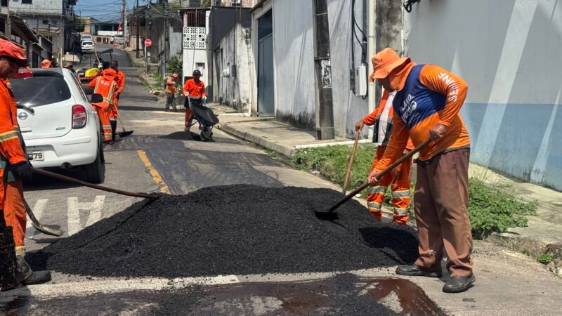 Prefeitura de Manaus avança na recuperação viária e melhora trafegabilidade no bairro Japiim
