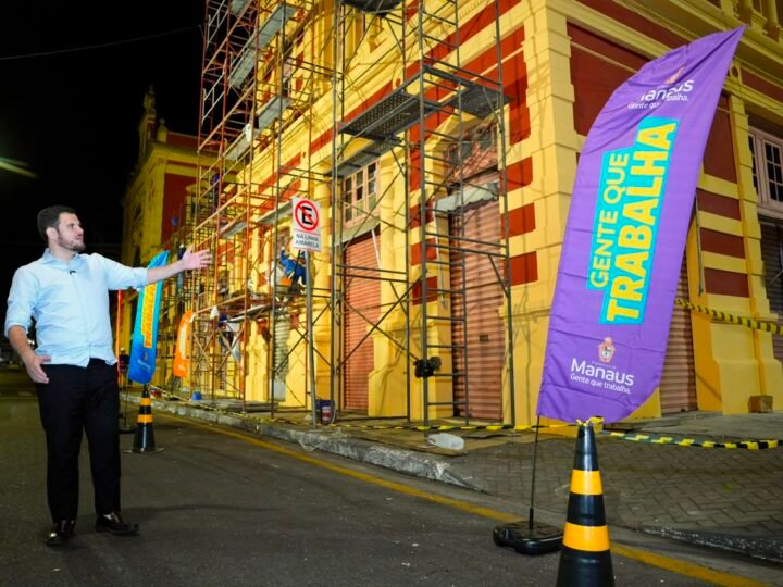 Prefeito Renato Junior vistoria avanço de obra de recuperação da estrutura do Mercado Adolpho Lisboa