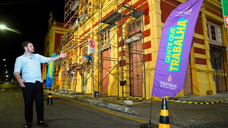 Prefeito Renato Junior vistoria avanço de obra de recuperação da estrutura do Mercado Adolpho Lisboa