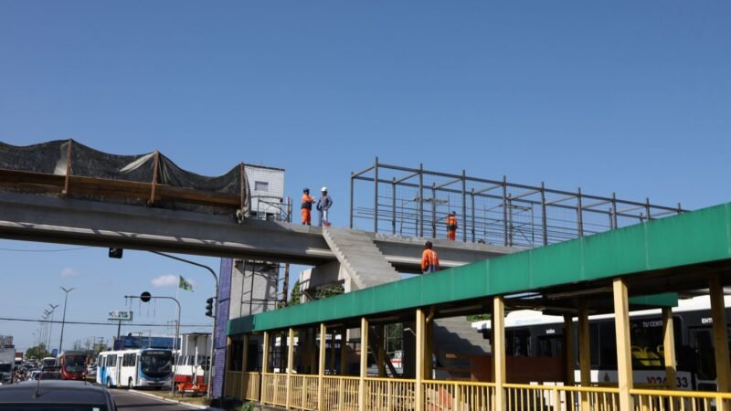 Prefeitura de Manaus chega a 70% de execução na reconstrução da passarela Santos Dumont