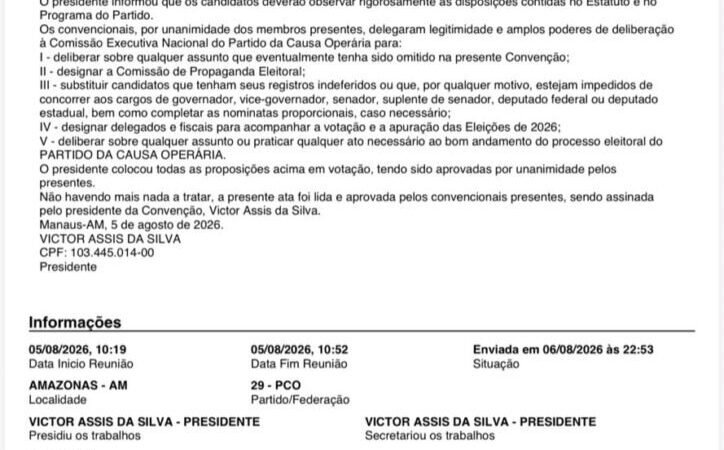 PCO oficializa Lia Palheta e disputa pelo Governo do Amazonas chega a oito candidatos