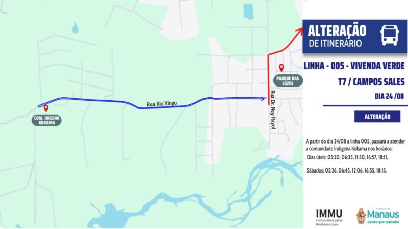 Prefeitura de Manaus amplia atendimento da linha de ônibus 005 para comunidade indígena Kokama no Tarumã-Açu