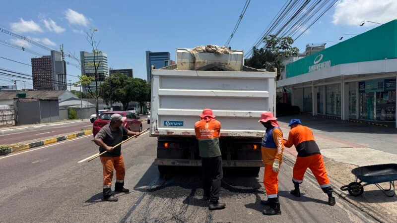 Prefeitura de Manaus recupera pavimento da avenida Djalma Batista e melhora condições de tráfego