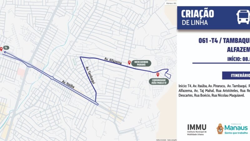 Prefeitura de Manaus cria linha de ônibus e amplia atendimento à comunidade João Paulo na zona Leste